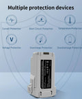 2-Pack Mini 3 Intelligent Flight Battery And 3-Channel Fast Charger Two-Way Charging Hub with protection features displayed