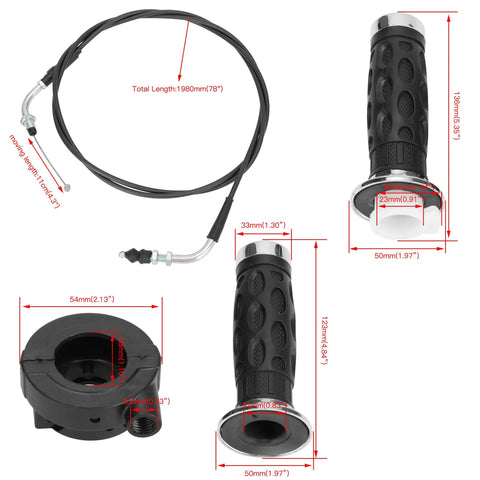 7-8 Inch Twist Grip Throttle Cable Kit For GY6 Scooters And Mini Bikes 50cc 80cc 125cc 150cc with grips and housing