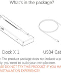 Level Up Your Portable Setup With This Rock Solid Mini Egpu Enclosure Offering Thunderbolt Four And Usb4 Bandwidth For Nvidia Or Amd Pcie Video Cards While Boosting Eighty Five Watt Pd Power Delivery Plus Daisychain Routing For Hella Smooth Gaming Flex: Package contents showing dock and USB4 cable.