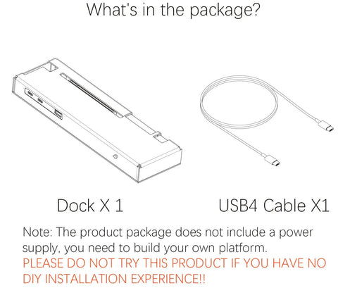 Level Up Your Portable Setup With This Rock Solid Mini Egpu Enclosure Offering Thunderbolt Four And Usb4 Bandwidth For Nvidia Or Amd Pcie Video Cards While Boosting Eighty Five Watt Pd Power Delivery Plus Daisychain Routing For Hella Smooth Gaming Flex: Package contents showing dock and USB4 cable.