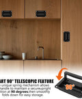 Installed Recessed Pull Handle For Drawers Doors And Toolboxes Black Zinc Alloy 4.38 X 2.76 Inch with 90° fold feature.