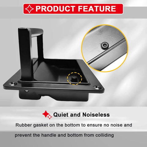Recessed Door Pull Handles Set Of 2 In Black Zinc Alloy Folding Flush Lift Ring Design with rubber gasket for noise reduction
