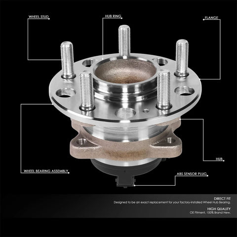 Rear Wheel Bearing Hub Assembly With Speed Sensor Bolt-On Replacement For Hyundai Sonata 2015-2018 Tucson 2016-2019 Kia Cadenza