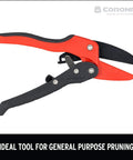 Ratcheting Hand Pruner For Thick Stems And Branches, Three-Quarter Inch Cut Capacity Garden Pruning Shears With Comfortable Grip