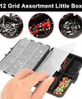 160 Piece Fishing Swivel Snaps Kit with Barrel Snaps, Ball Bearing Swivels, Clips and Glow Beads for Saltwater and Freshwater Tackle, Go To Rig Making Set for Serious Anglers in a 12-grid storage box