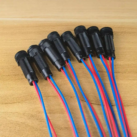 Green LED Indicator Pilot Light Kit For Panels 110VAC 8mm Mounting Hole Flame Retardant Plastic Shell 8 Pieces black panel lights with red blue wires