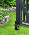 Heavy Duty Gate Wheels For Wooden And Metal Gates Adjustable Gate Casters installed on gate in garden