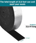 Peel And Stick Outdoor Foam Pipe Insulation Tape 2 Inch By 33 Feet Aluminum Finish Shield shown unrolled with measurements.