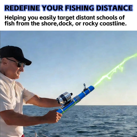 Person using Upgraded Portable Fishing Catapult Rod With Reel For Saltwater And Freshwater Ultra Compact Telescopic Lure