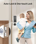Keyless Entry Keypad Deadbolt With Handle Set, Smart Lock, Auto Lock And One Touch Lock, 100 Codes And 15 Minute Install in use