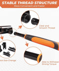 Door Hinge Gap Adjusting Tool Kit With Four Interchangeable Wrench Adapters showing orange rubber grip and smooth thread design.