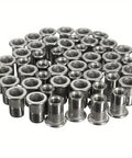 Assorted aluminum knurled nutserts from 165 Piece Metric Rivet Nut Kit Aluminum Flat Head Insert Nutsert Assortment M3 M4 M5 M6 M8 M10 M12 Knurled Body Rivnuts For Automotive Furniture And DIY Projects Rivnut Gun Not Included