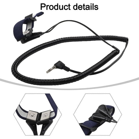 Anti Static Wrist Strap With Adjustable Grounding Cord for Sensitive Electronics Repair and ESD Discharge Protection shown in detail
