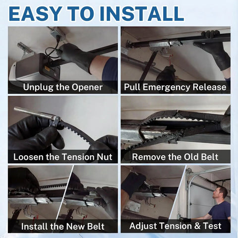 Steps for installing 41A5250 Garage Door Opener Drive Belt Replacement Kit 237 Inch Belt for Easy Install