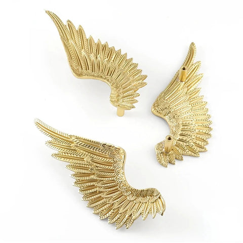 Solid Brass Angel Wing Cabinet Knobs With A Slick Matte Gold Plating That Delivers Heavy Hitter Durability And Fresh Nordic Vibes For Dresser Upgrades Adding Knockout Vintage Elegance To Your Digs With Zero Hassle