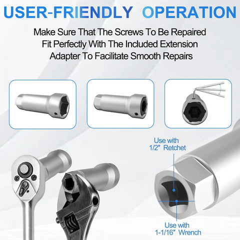 Close-up of user-friendly operation with All-In-One Axle Thread Repair Kit for Spindles and Wheel Studs by Syizyen, showing tool use.