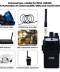 Pro Grade SMA To BNC Adapter Kit 12-Piece 50 Ohm RF Coaxial Connectors with cables, antenna, and communication device.