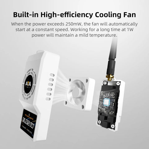 ELRS Nano 2.4GHz Long Range FPV Transmitter Module with cooling fan and high power boost for drones
