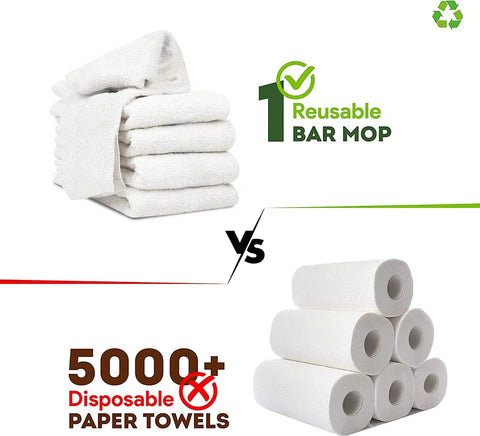 Comparison of Linen Terry Bar Mop Towels 14x17 White Value Pack Of 60 Absorbent And Durable Multipurpose Cleaning Rags to paper towels