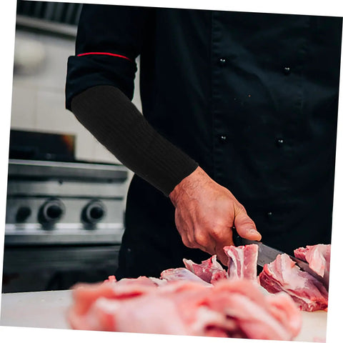 Heavy Duty Kickass Cut Resistant Arm Sleeves Lightweight Protective Gear Breathable Polymer Fabric Anti Scratch Guard Tough On Sparks And Jagged Steel Built For Welding Yard Or Auto Shop Grind worn while cutting meat.
