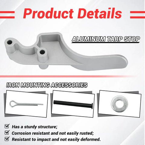 Easy Off Aluminum Tarp Stop Upright Kit With Clevis Pins For Truckin Hauling, 6 Tarp Stops And 12 Pins, Heavy Duty Aluminum Tarp Clamps To Secure Waterproof Cloth, Quick Install For Safer Load Protection. aluminum tarp stop with clevis pin and mounting hardware