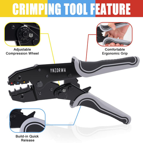 Ratcheting Wire Crimping Tool For Heat Shrink Connectors Pro Grade Crimper Pliers For 10 To 22 AWG Wire High Precision Jaw