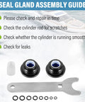Seal Kit for Hydraulic Steering System Front Mount Cylinders With Wrench Included, bleed kit components displayed