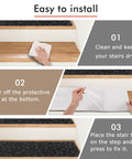 Installation steps for Indoor Non Slip Stair Treads 15 Pack 8x30 Inch Dark Gray Carpet Stair Runners for Wooden Steps.
