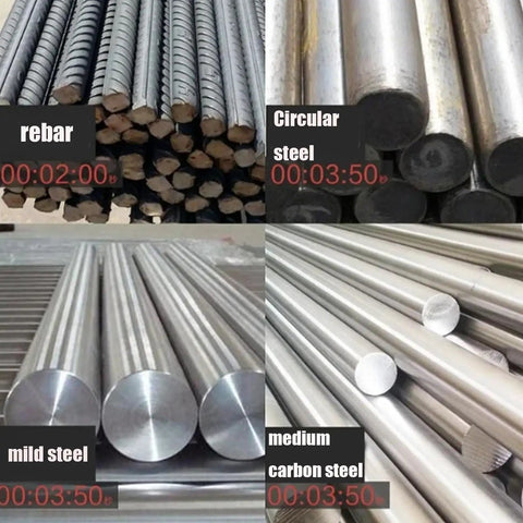 Various types of steel bars including rebar, circular steel, mild steel, and medium carbon steel, suitable for the Beefy 1600W 220V Electric Steel Bar Cutter And Rebar Bender, Handheld Portable Construction Tool For Cutting 4 To 25 mm Steel Bars, Heavy Duty Onsite Bending And Cutting Machine.