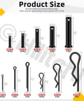 All-In-One Clevis Pin Kit With 67 Pieces Including Black Clevis Pins In M5 M6 M8 M10 M12 Sizes Plus Zinc Plated Cotter Pins And Hair Pins