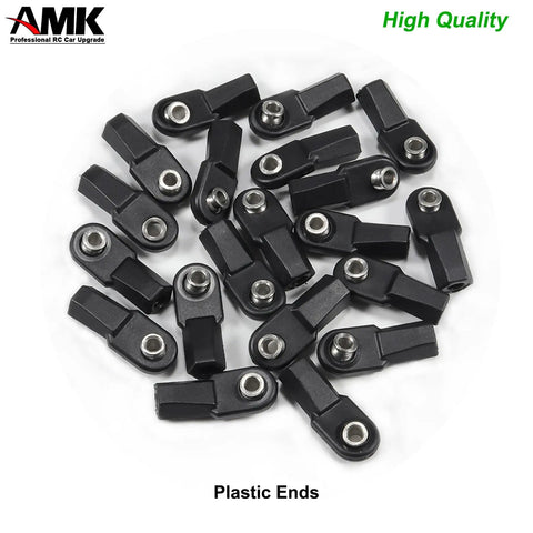 4mm M4 RC Link Rod Ends With 7mm Pivot Ball For 1 Eighth And 1 Tenth Crawlers, Beefed Up Heavy Duty Bent 20Pcs Set, Compatible With TRX6 D90 TF2 CC01 Gen7 Gen8 TRX4 Upgrades, Universal Building Kit, black plastic ends