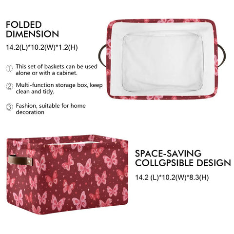 Collapsible Canvas Storage Basket With Waterproof Interior And Sturdy Handles For Bedroom Closet Organization, 14.2x10.2x8.3 inches.