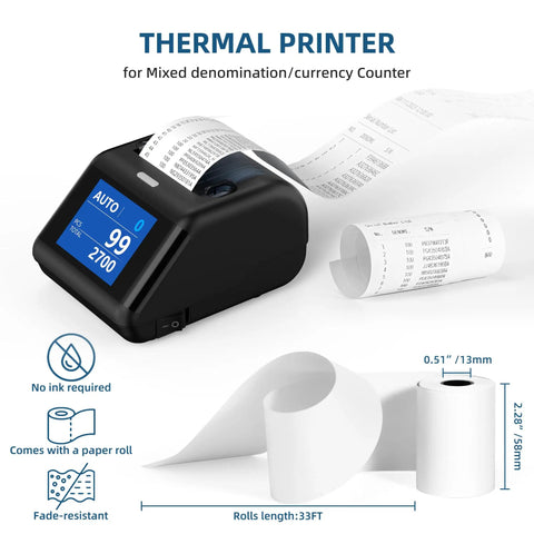 Thermal Receipt Printer For N70 Money Counter 58mm Paper RJ11 Connection External Display Ready Fast Easy Printing For Mixed Denomination Cash Compatible With 58mm Thermal Paper And Simple Setup