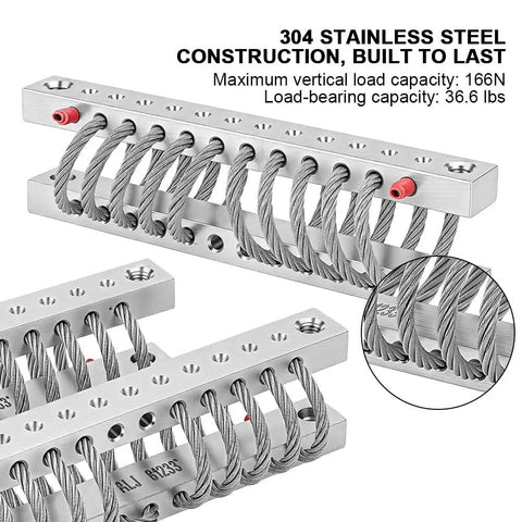 Two Pack 10 Loop Wire Rope Isolators For Industrial Machinery, 304 Stainless Steel Construction, Heavy Duty Vibration Dampers For Equipment, Durable Anti Vibration Mounts To Reduce Noise, Wear, And Resonance, 11.2x2.8x2.3 cm