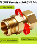 Two Pack 3/4 Inch Garden Hose Swivel Fittings, 360 Degree Male To Female Hose Adapter, No Leak Design With Four Washers And Tape, Easy Connect, Prevents Kinks, Durable Outdoor Watering Connector brass 3/4 GHT male female swivel