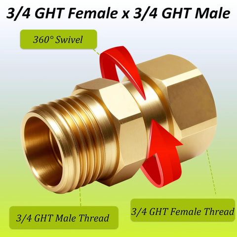 Two Pack 3/4 Inch Garden Hose Swivel Fittings, 360 Degree Male To Female Hose Adapter, No Leak Design With Four Washers And Tape, Easy Connect, Prevents Kinks, Durable Outdoor Watering Connector brass 3/4 GHT male female swivel