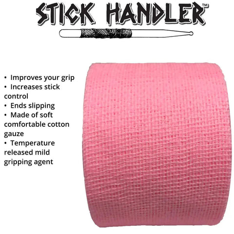 Pink Ten Pack Drumstick Grip Tape Killer Non Slip Cotton Gauze For Pro Drummers Boosting Stick Control With Hella Secure Zero Sweat Grip Layers Made In Usa For Jam Sessions roll view with texture detail.