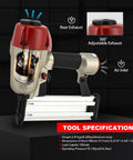 Powerhouse Heavy Duty 14 Gauge Concrete Nailer T Nail Gun Pneumatic Three Quarter Inch to Two and a Half Inch Nails