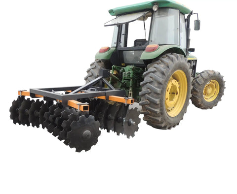 Tractor with 7 Foot 3 Point Notched Disc Harrow Plow Attachment for Category 1 and 2 Tractors Concave Discs For Tilling Soil