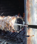 Revolving Handle Knob Grip For BBQ Grills And Woodworking Tools, attached to rotisserie, showing comfort grip in use.