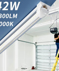 12 Pack T8 LED Shop Light 4Ft 42W 6300 Lumen 5000K Daylight Linkable Plug And Play Garage Ceiling Workshop Lighting in use