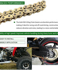 X Ring 420 Chain For Honda 116 Links With Master Link Universal Fit Gold Color Low Friction And Superior Seal Long Lasting O Ring Alternative For Smooth Shifts And Prolonged Chain Life To Beef Up Your Ride, gold motorcycle chain installed