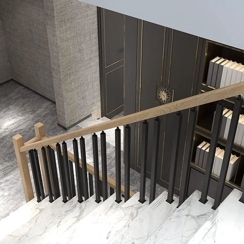Tough As Nails Black Metal Stair Railing Spindles Crafted From Premium Wrought Iron Balusters for indoor stair setup.