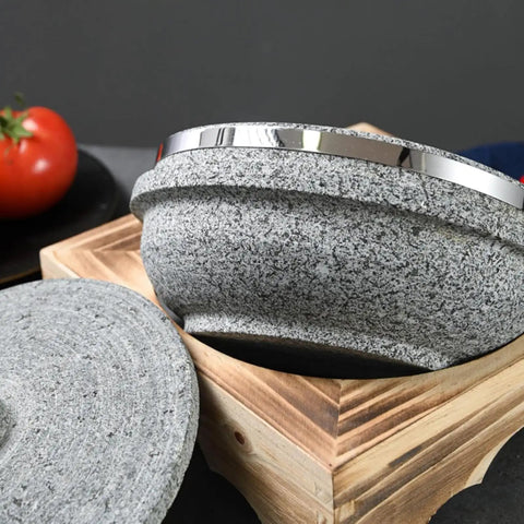 Dolsot Style Granite Stone Bowl With Lid 14 Cm Retains Heat For Bibimbap Soups Stews Hot Pot And Rice Great For Restaurants Or Home Use