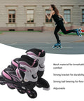 Pink Adjustable Roller Skates For Teens With PU Mesh Upper And Smooth Glide Ideal For Ice Skating Practice And Outdoor Fun