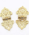 Antique Bronze Cabinet Hinges 24x54mm 2 Pack Decorative Wood Box Hinge With Hollow Flower Design, close-up view