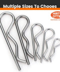 6 Pcs M4 X 90 Heavy Duty 304 Stainless Steel Cotter Pins And R Clips With Strong Spring Tension, different sizes shown