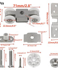 Two Pack Heavy Duty Stainless Steel Sliding Door Roller Set With Silent Design, 265 Lb Load Capacity, product components layout