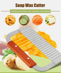Chazcool crinkle cut knife with wooden handle and stainless steel ribbed blade for vegetables.
