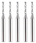 Five Piece 1/8 Inch Compression Router Bit Set With 1/4 Inch Shank Up Down Spiral Carbide Bits For Wood Plywood MDF CNC Rotary Tool Pro Grade Woodworking Bits For Clean Cuts And Fine Finishes